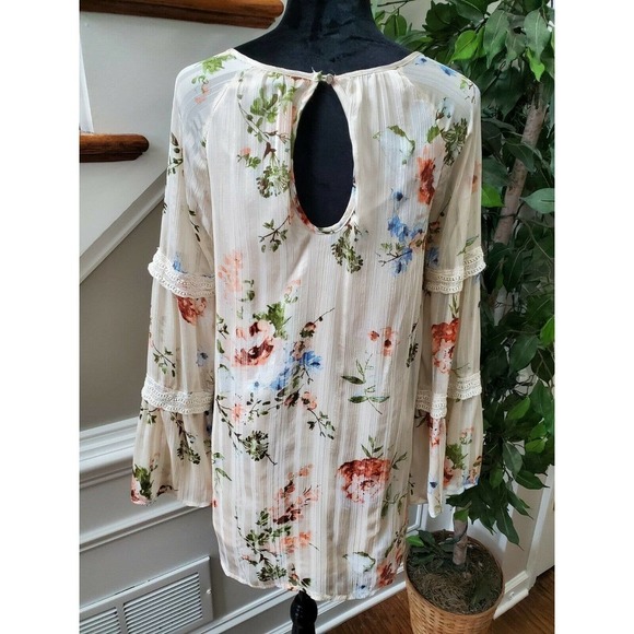 One Love Women's Multicolor Polyester Round Neck Long Sleeve Ruffle Top Size S - Picture 7 of 11